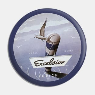 Vintage Travel Poster Excelsior Hotel Pin