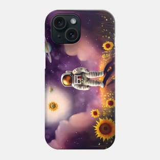 Astronaut Sunflower galaxy sky Phone Case