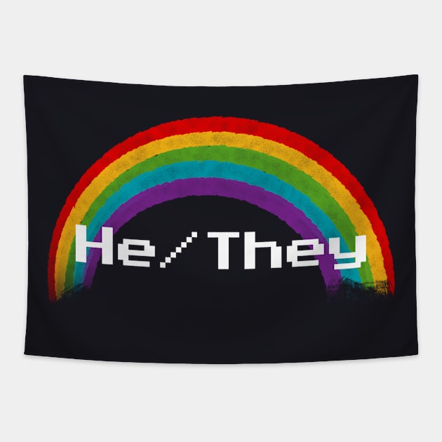 Rainbow Pronouns - He/They Tapestry by FindChaos