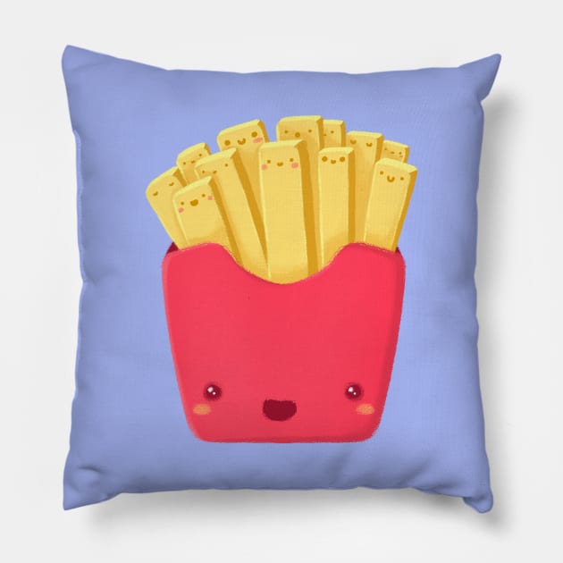 Super Cute French Fries - Kawaii French Fries Pillow by perdita00