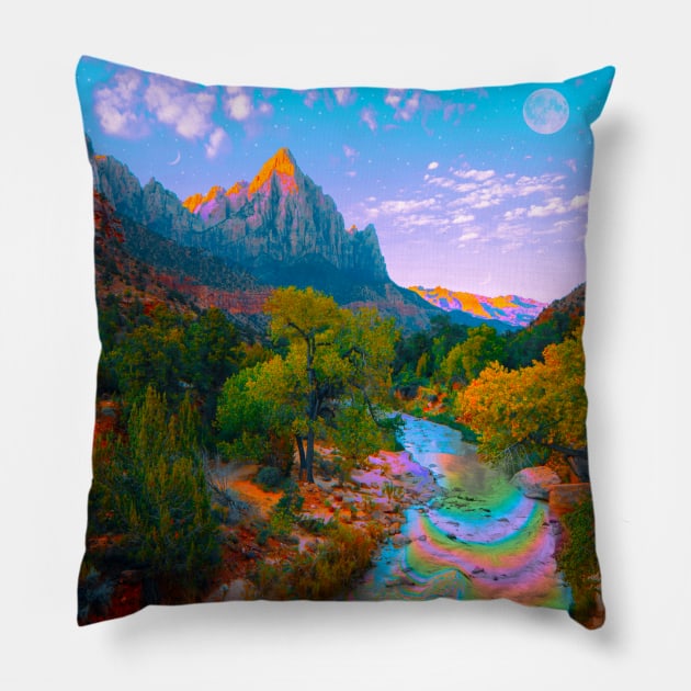 Flowing With The River Pillow by Cajuca