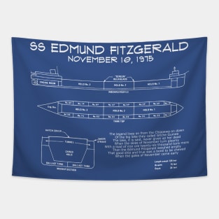 SS Edmund Fitzgerald Blueprint Tapestry