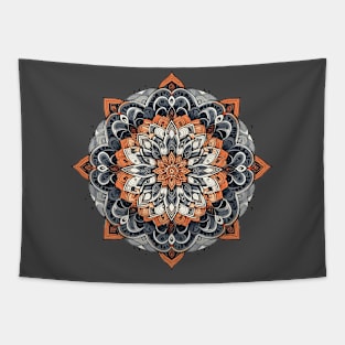 Mandala Orange Gray 1 Tapestry