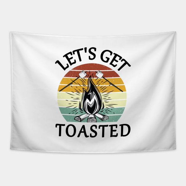 Let's Get Toasted Vintage Sunset Campfire Tapestry by DexterFreeman