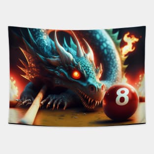 Fire Dragon Playing Pool Tapestry