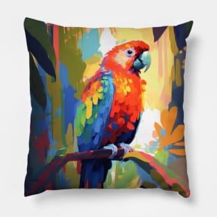 Parrot Bird Animal Portrait Painting Wildlife Outdoors Adventure Pillow