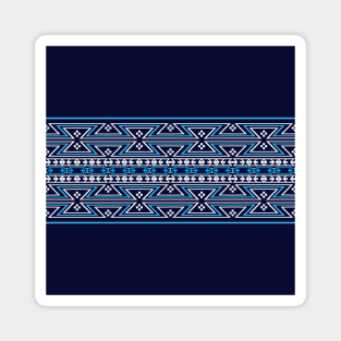 Native American Traditional Ethnic Tribal Geometric Navajo Blanket Motif Pattern Blue Magnet
