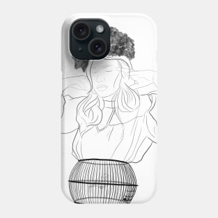 I Will Fly Someday Surreal Woman Portrait Line Art Phone Case