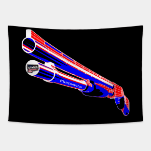 Shotgun Punchado Blank Text v. Code: Red White Blue Tapestry