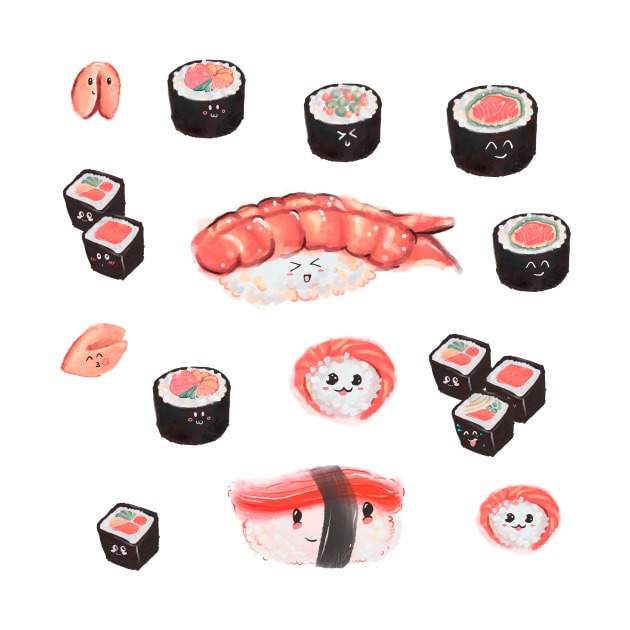 Kawaii Sushi pattern by TastyVoxels