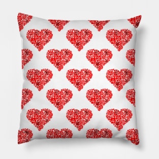 Red Floral Hearts Pattern Pillow