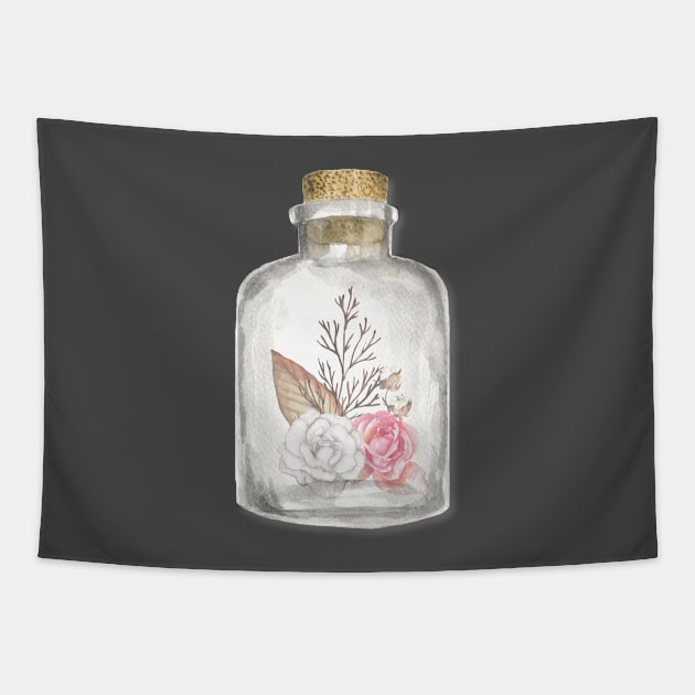 Flowers In A Bottle Tapestry by TheBlackCatprints