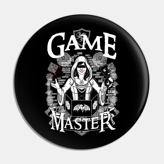 Female Game Master - White Pin by Milmino