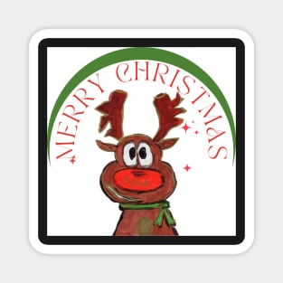 Merry deer red christmas Magnet