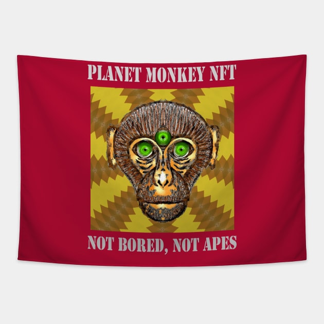 Planet Monkey Animals Not Bored Apes Tapestry by PlanetMonkey