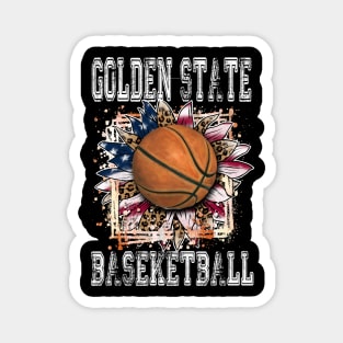 American Flag Personalized Golden State Proud Name Basketball Magnet