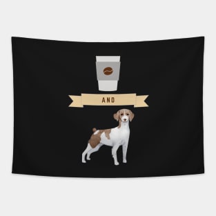 The Coffee and French Brittany Spaniel Gift Puppies Owner Lover Tapestry