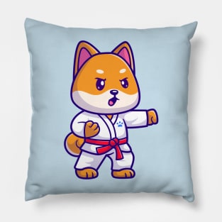 Cute Shiba Inu Dog Karate Cartoon Pillow