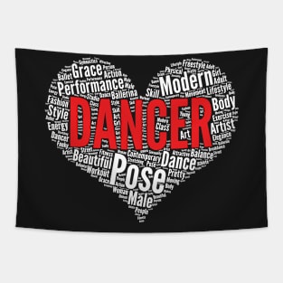 Dance Heart Shape Word Cloud Design for Dancer print Tapestry