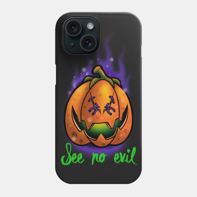 See no evil pumpkin Phone Case by InkSmith