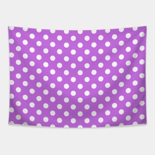 White Polka Dots Pattern on Purple Background Tapestry