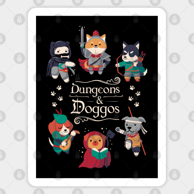 Dungeons & Doggos - Dungeons And Dragons - Sticker