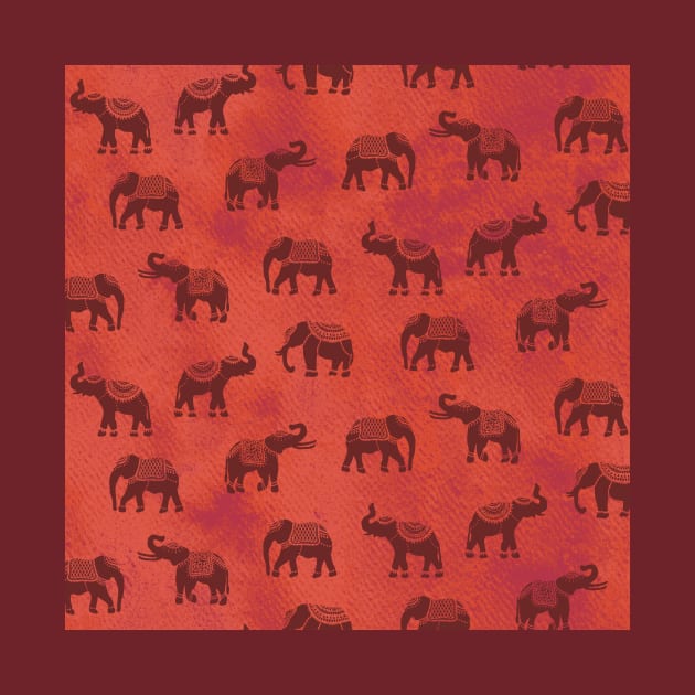 Light Red Indian Elephants by Carolina Díaz