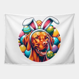 Vizsla Wears Bunny Ears Celebrating Easter Delight Tapestry