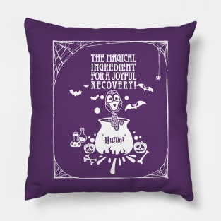 pancreatic cancer Awareness   purple ribbon Humor the magical ingredient for a joyful recovery Halloween Pillow