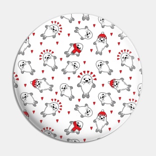 Cute Christmas Baby Seal Pups Pattern Pin