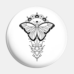 Butterfly Mandala Lotus Flower Pin