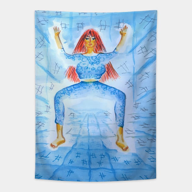 Goddess Yoga Pose Tapestry by Maltez