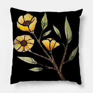 Yellow Buttercup Flowers Pillow