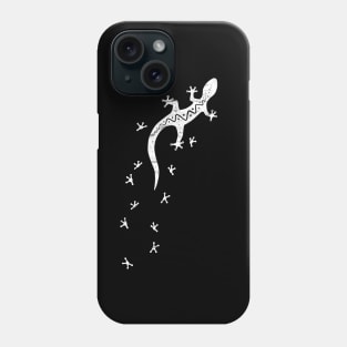 Retro Gecko Drawing With Tracks Tribal Lizard Art Phone Case