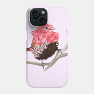 Pink throated Twinspot + Hydrangea Lacecaps Phone Case