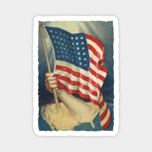 The Arm of America with the Flag Vintage Postcard Art Magnet