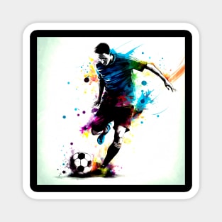 Soccer Player Graffiti Art Splash Paint Magnet