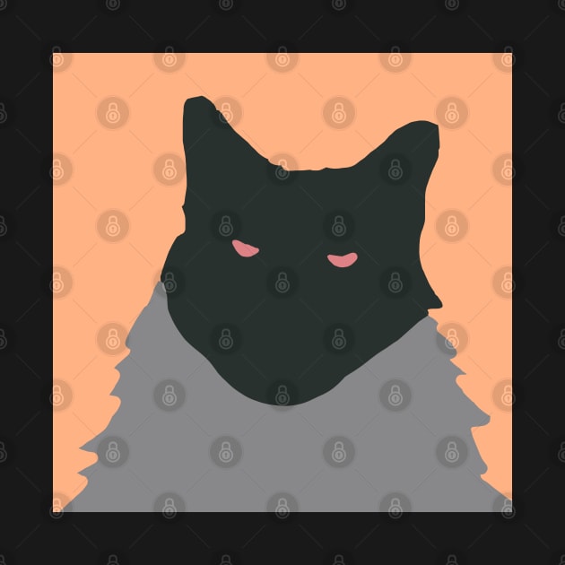 Maine Coon Cat Abstract with Peach Fuzz Background by ellenhenryart