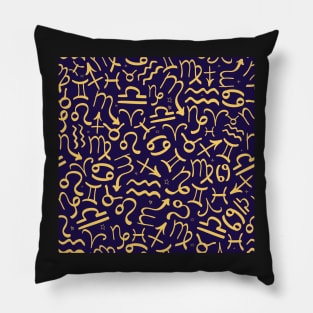 Astrology zodiac signs, hand drawn pattern Pillow