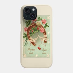 Vintage Postcard Image - Blessings, Peace, Luck, and Love Phone Case