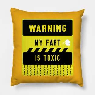 funny warning label sign about fart Pillow