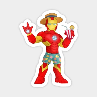 Iron Man's Beach Day: Superhero on Vacation Magnet