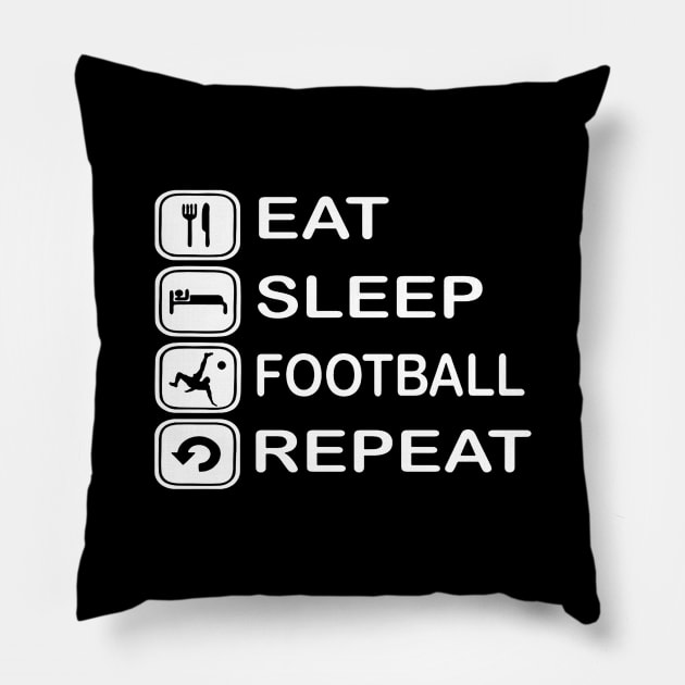 Eat sleep FOOTBALL repeat Pillow by wildsedignf14