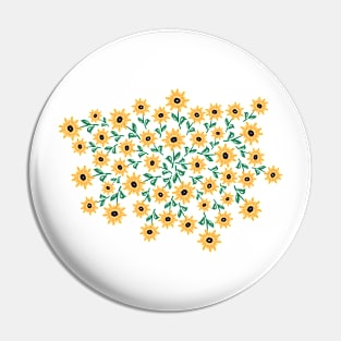 Hand Drawn Yellow Green Sunflowers Pin