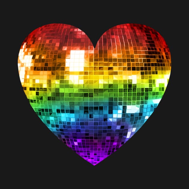 Rainbow Disco Ball Heart by Art by Deborah Camp