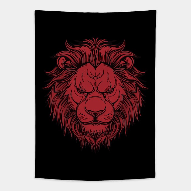 Red lion with mane Tapestry by DaveDanchuk