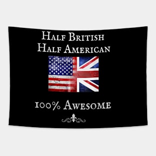 Half American Half British USA Flag United Kingdom Heritage Tapestry