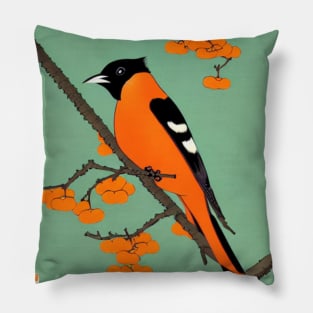 Orchard Oriole Bird and the Baltimore Oriole Pillow