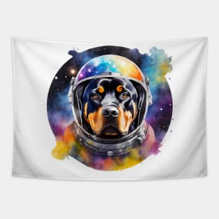 Rainbow Galaxy Astronaut Rottweiler Tapestry