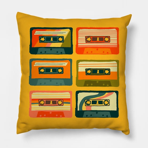 Retro Mixtape Revival: 80s & 90s Nostalgia Cassette Pillow by RH Creatives